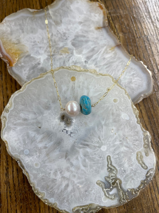 Paperclip Freshwater Turquoise Necklace