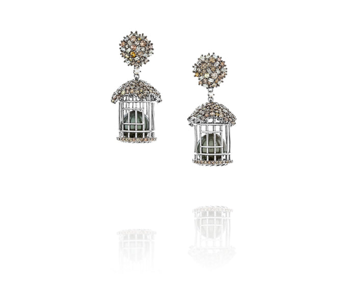 Birdcage Tahitian Earrings - Vincent Peach Fine Jewelry