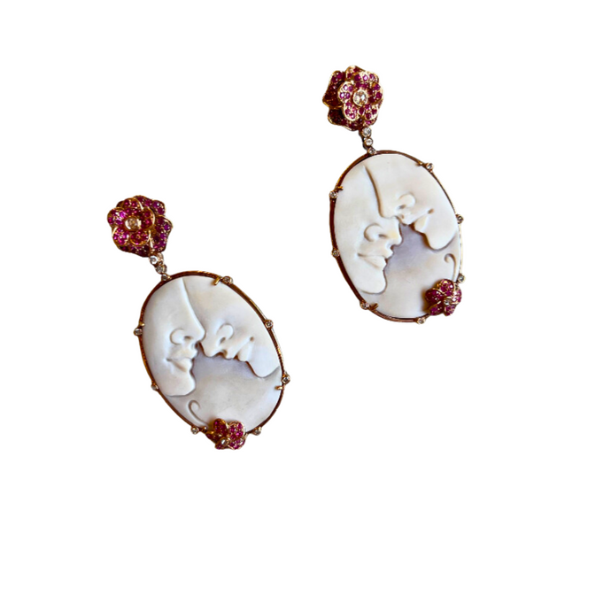 Shell Cameo Earrings - Vincent Peach Fine Jewelry