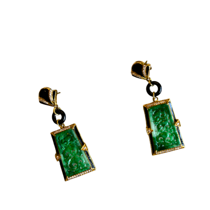 Jade & Onyx Earrings - Vincent Peach Fine Jewelry