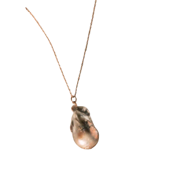 Pink Pearl Baroque Pearl Drop Necklace  - Vincent Peach Fine Jewelry