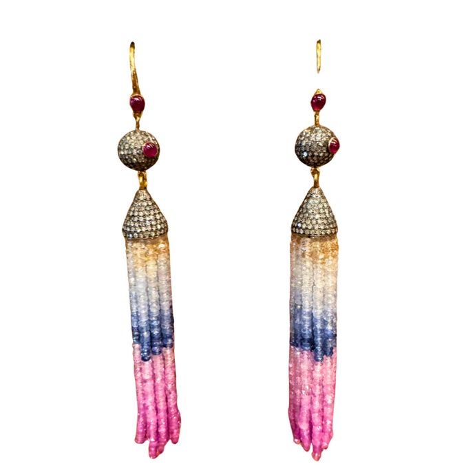 Diamond Ruby Tassel Earrings - Vincent Peach Fine Jewelry