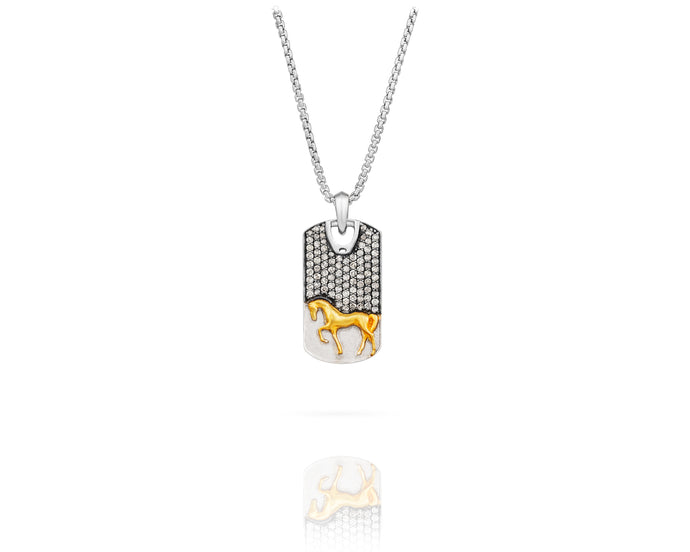 Trojan Dog Tag Necklace | Diamond - Vincent Peach Fine Jewelry