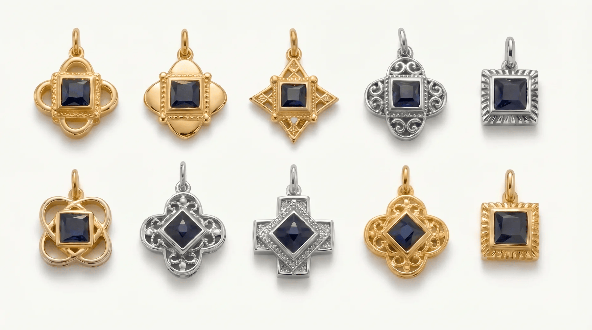 Vincent Peach Nano Bible charms in gold and silver